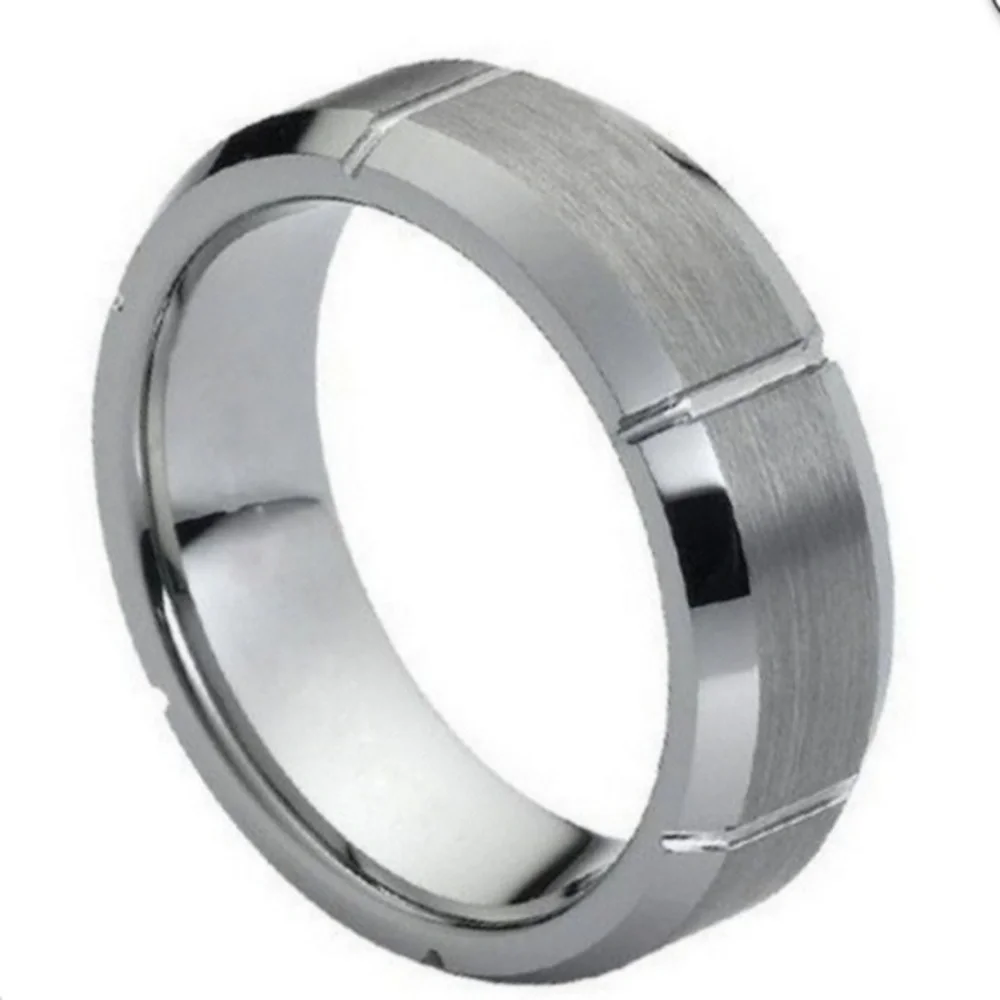 7mm Beveled Edge Shiny Tungsten Wedding Band Ring